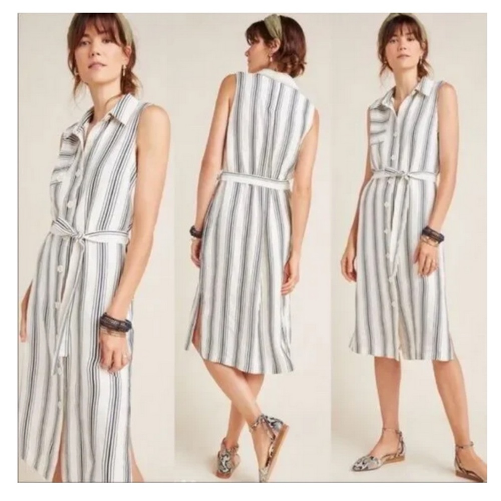 Maeve Esther Sleeveless Button-Down Striped Dress • Anthropologie